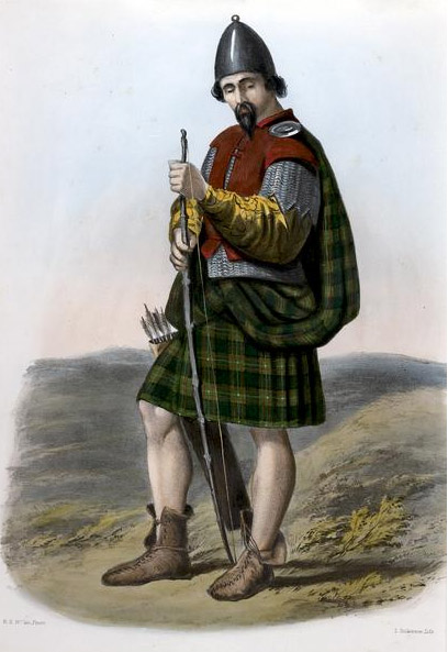 An illustration of a 17th century MacLaurin clansman by R. R. McIan from The Clans of the Scottish Highlands published in 1845.